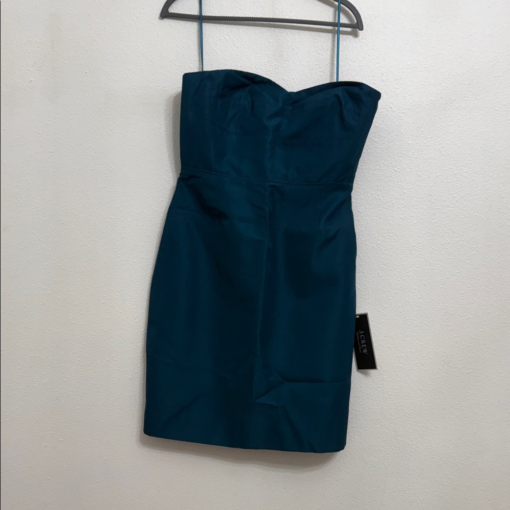 J. Crew Strapless Dress in Deep Teal